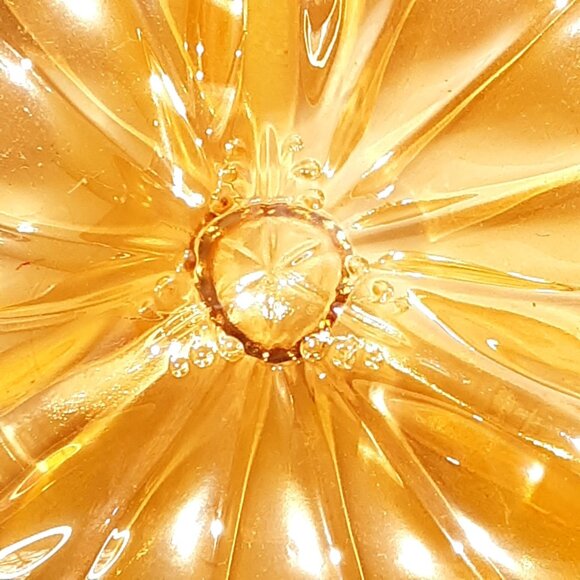 Jeanette Glass 5 Carnival Iridescent Amber Clover Shamrock Candy Dish - Picture 6 of 7